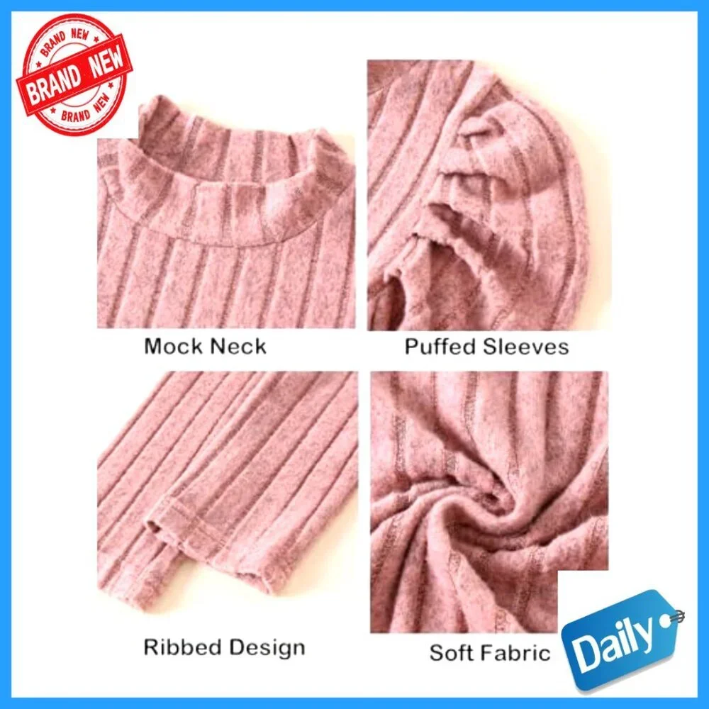 Girls Long Sleeve Ribbed Turtleneck Tee 3-Pack Fall Winter Basic